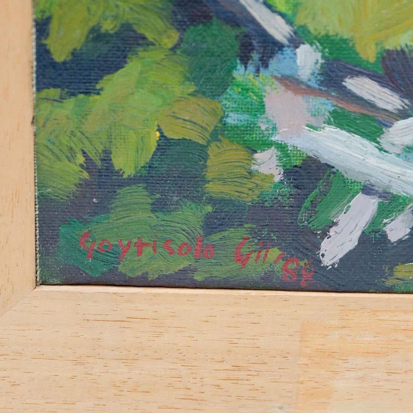 Vergoldetes Gemälde auf Leinwand im expressionistischen Stil von Goytisolo, 1988 im Angebot 6