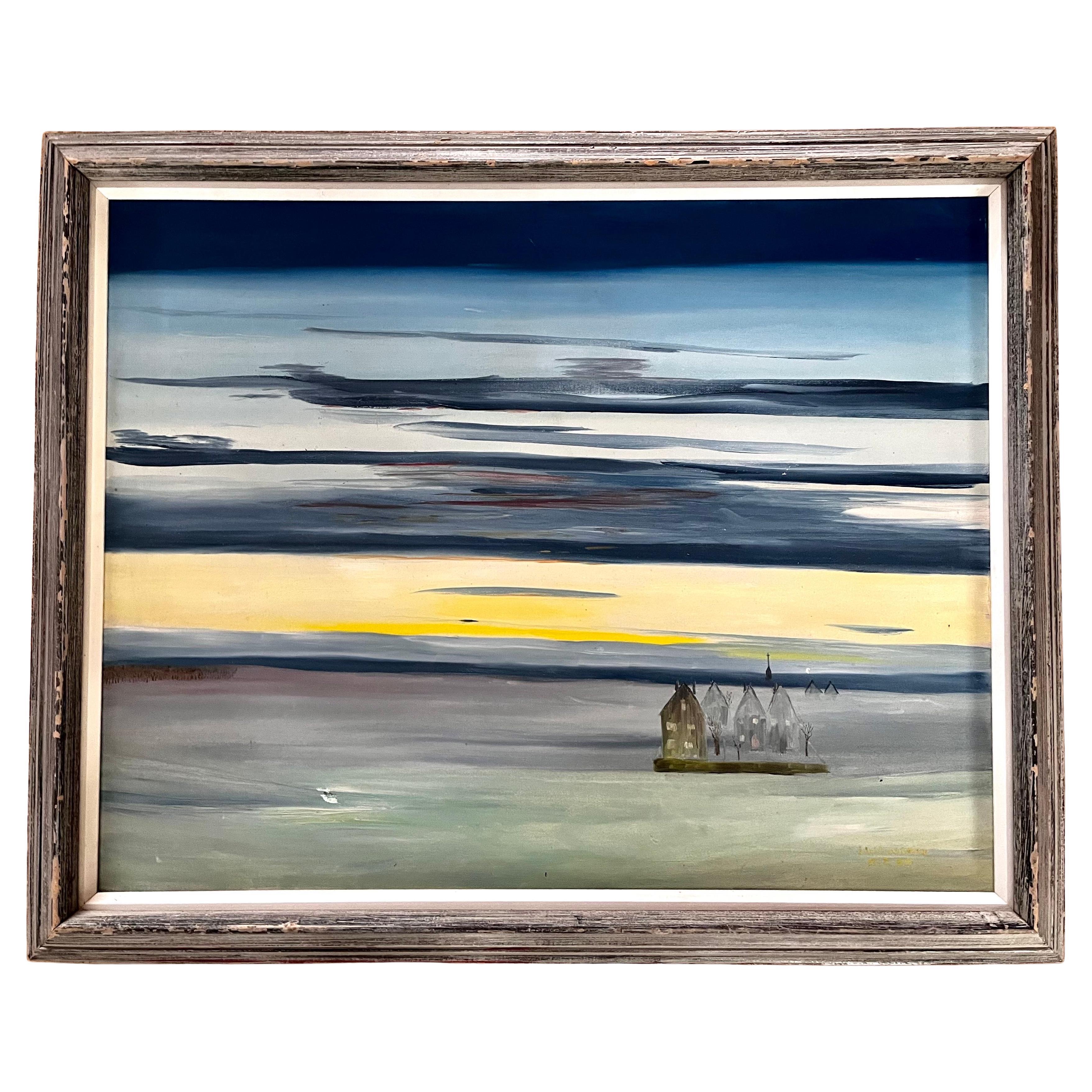 Expressionist Surrealist Painting style of G. Abercrombie by LW Cochran, 1966 For Sale