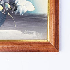 Peinture à l'huile sur toile Expressionniste Botanique Tactile Encadrée