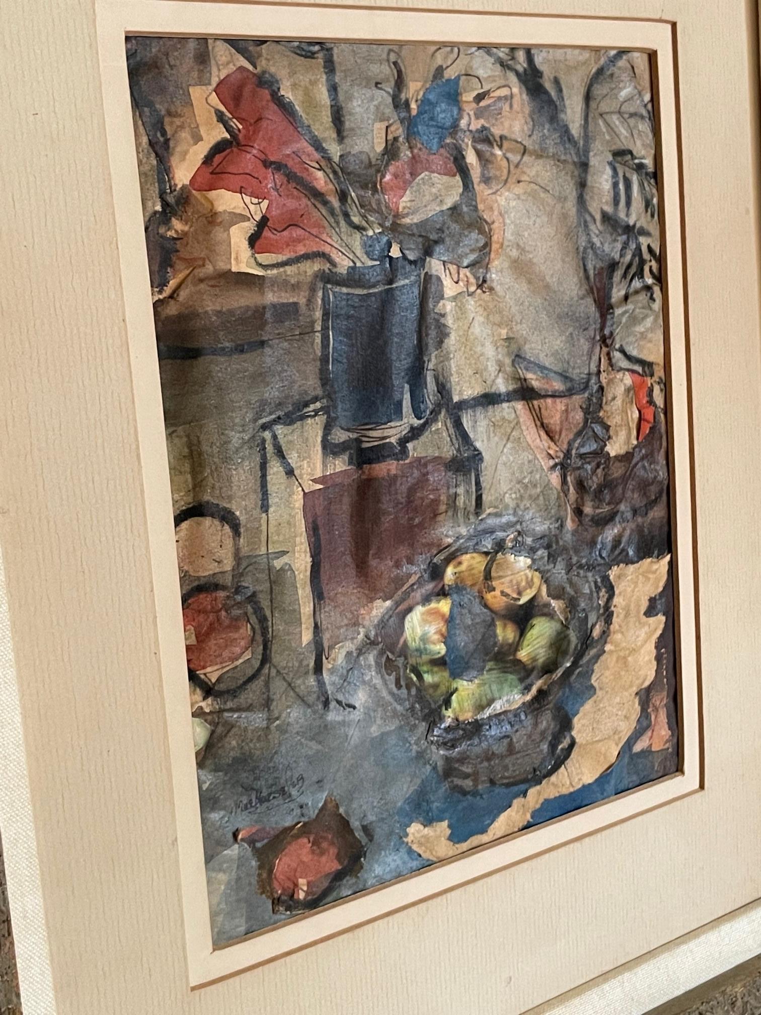 Unknown Expressionist Watercolor Modernist Movement Still Life, Signed For Sale