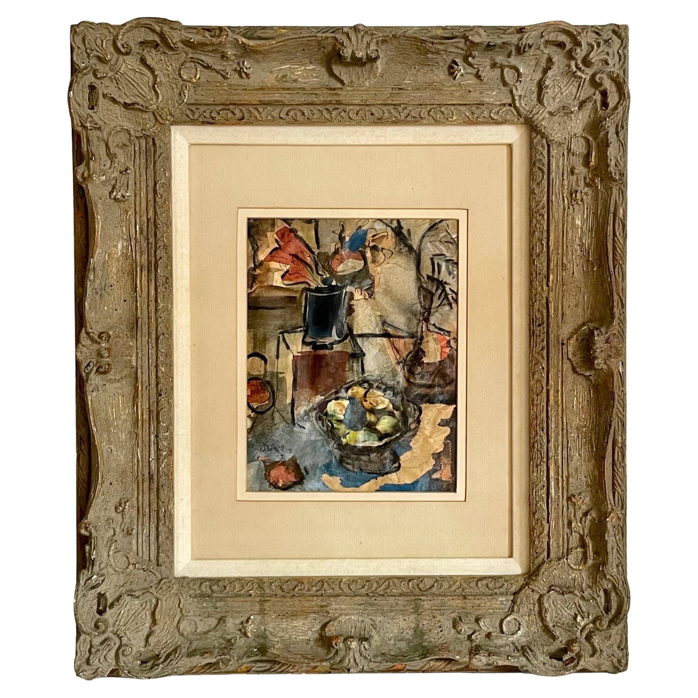 Expressionist Watercolor Modernist Movement Still Life, Signed For Sale