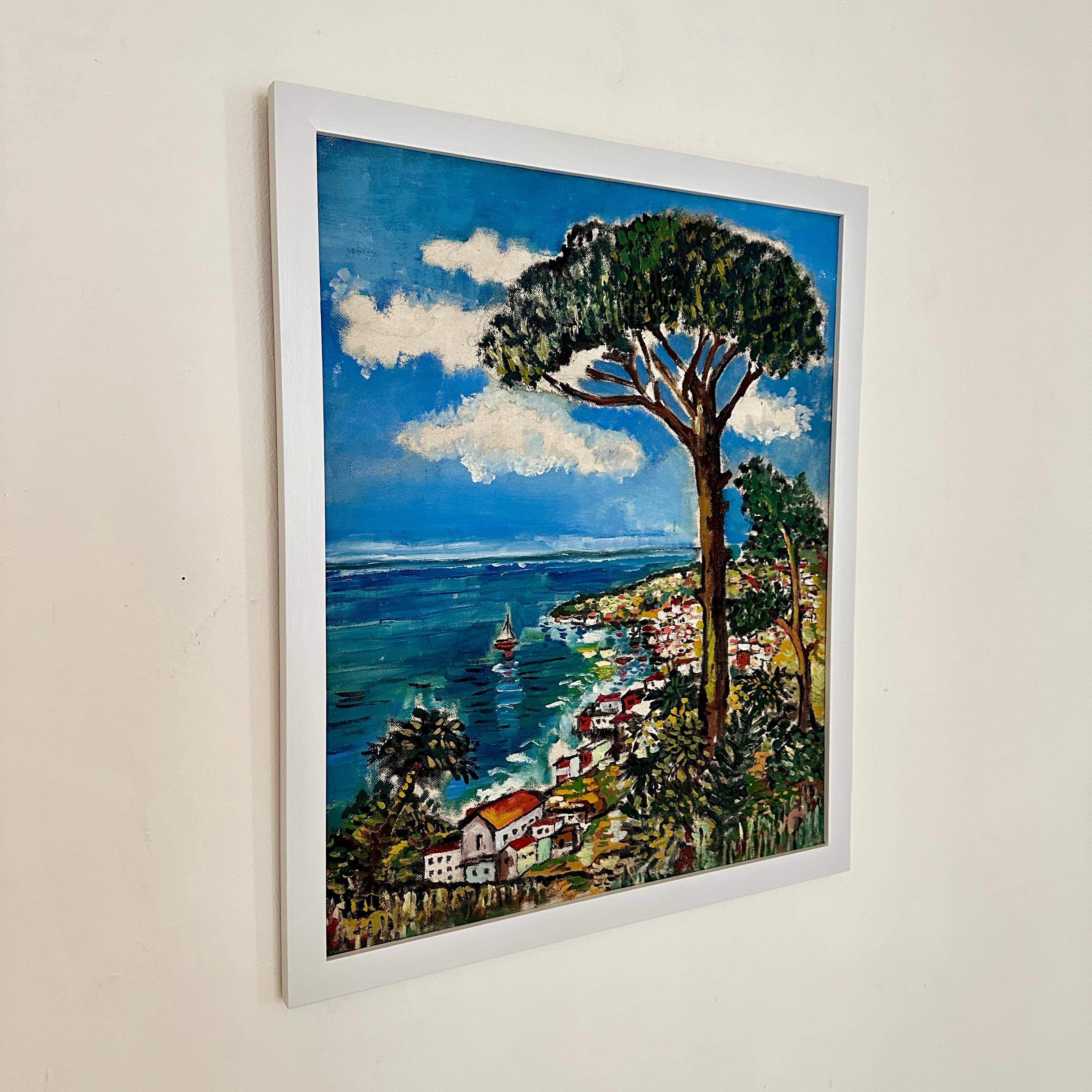 Expressionistisches Ölgemälde der Cote d' Azur, um 1970 (Französisch) im Angebot