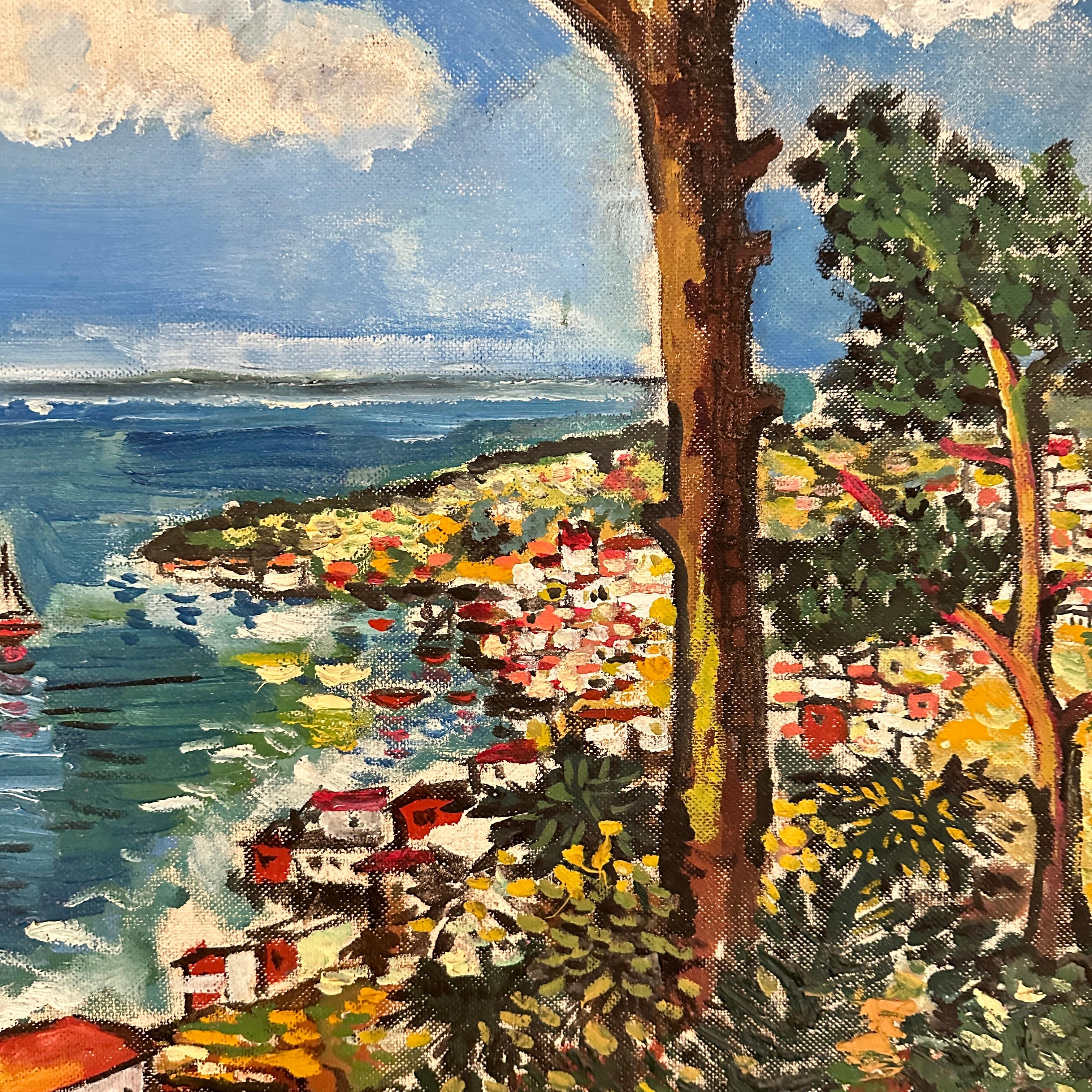 Expressionistisches Ölgemälde der Cote d' Azur, um 1970 im Zustand „Gut“ im Angebot in Berlin, DE