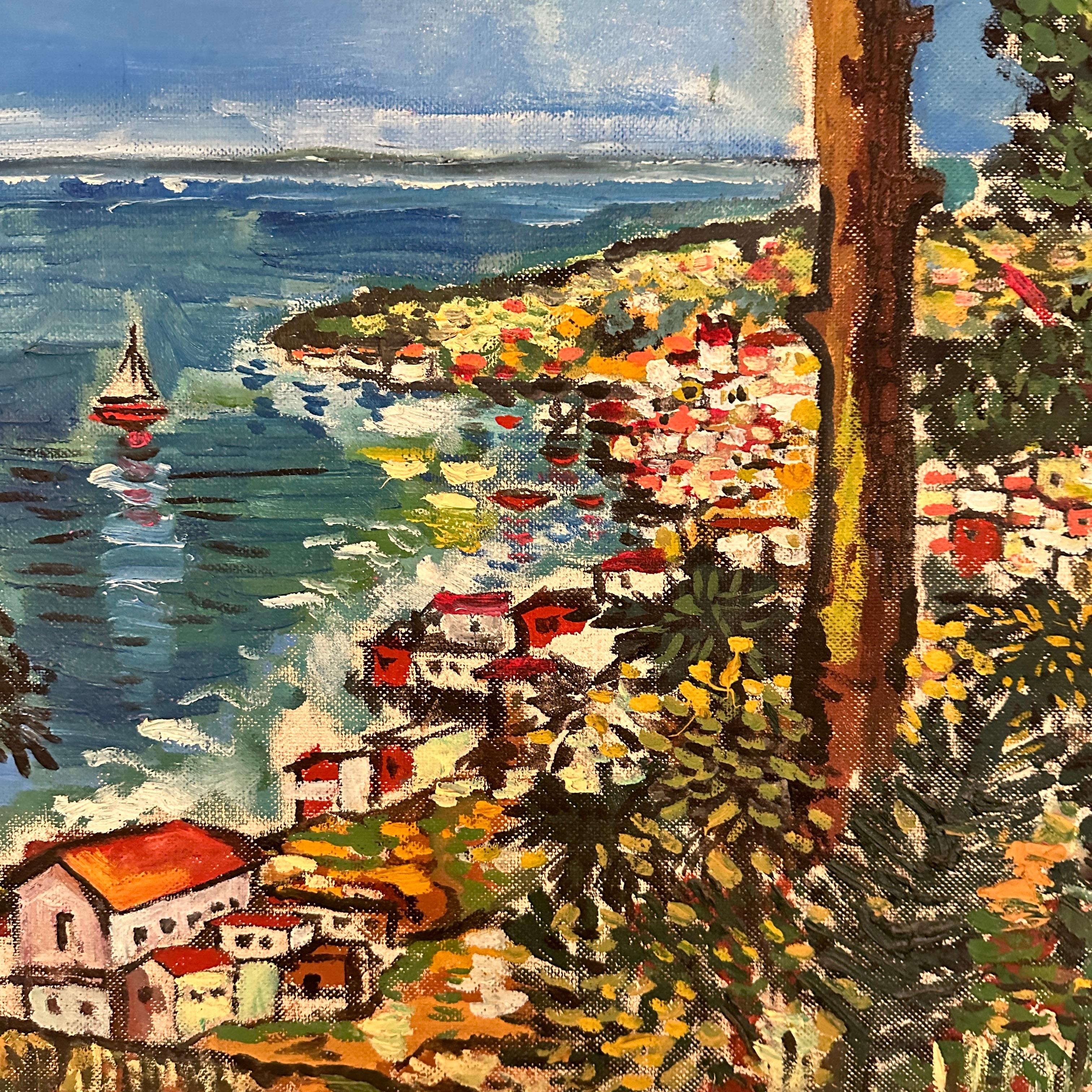 Expressionistisches Ölgemälde der Cote d' Azur, um 1970 im Angebot 1