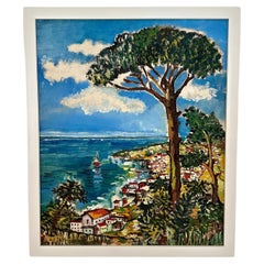 Óleo expresionista de la Costa Azul, hacia 1970