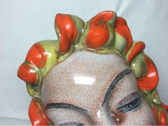 Expressive Art Deco Womans Ceramic Head from the Late 1930s Early 1940s