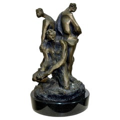Ausdrucksstarke brutalistische Bronzeskulptur auf Marmor von Lifshitz