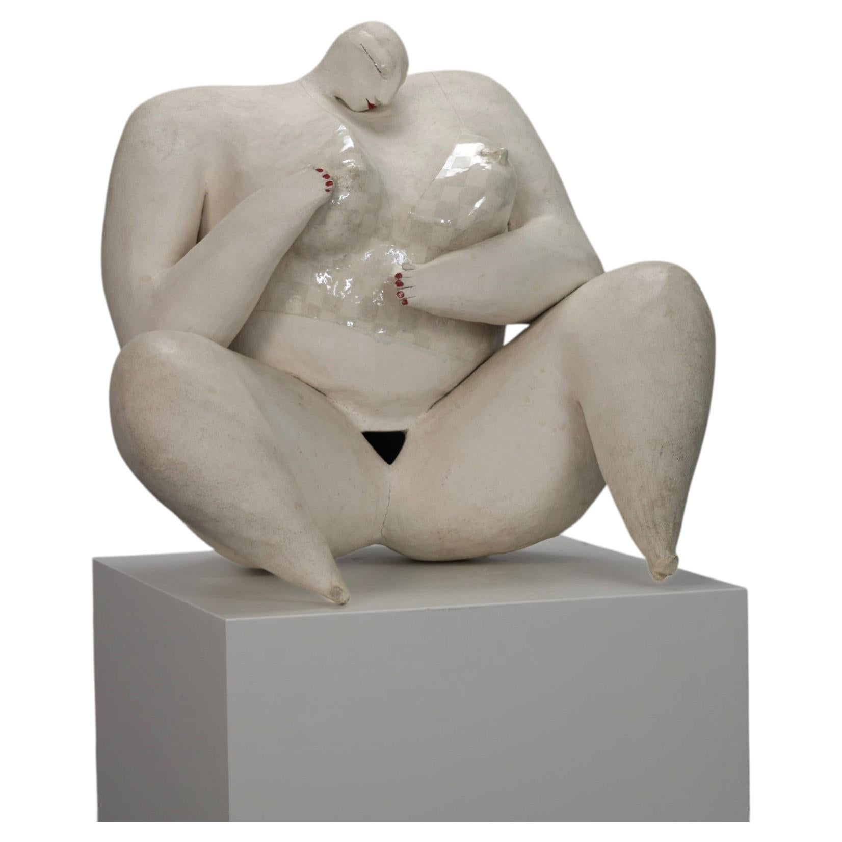 Expressive Ceramic Female Sculpture by Evelyn van Baarda, Netherlands, 1981