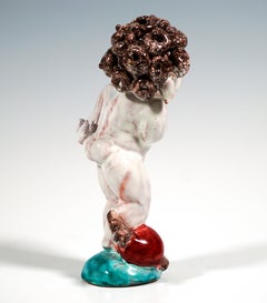 Expressive Ceramic Figurine, Cupid, By Walter Bosse, Kufstein, Austria 1924-1936