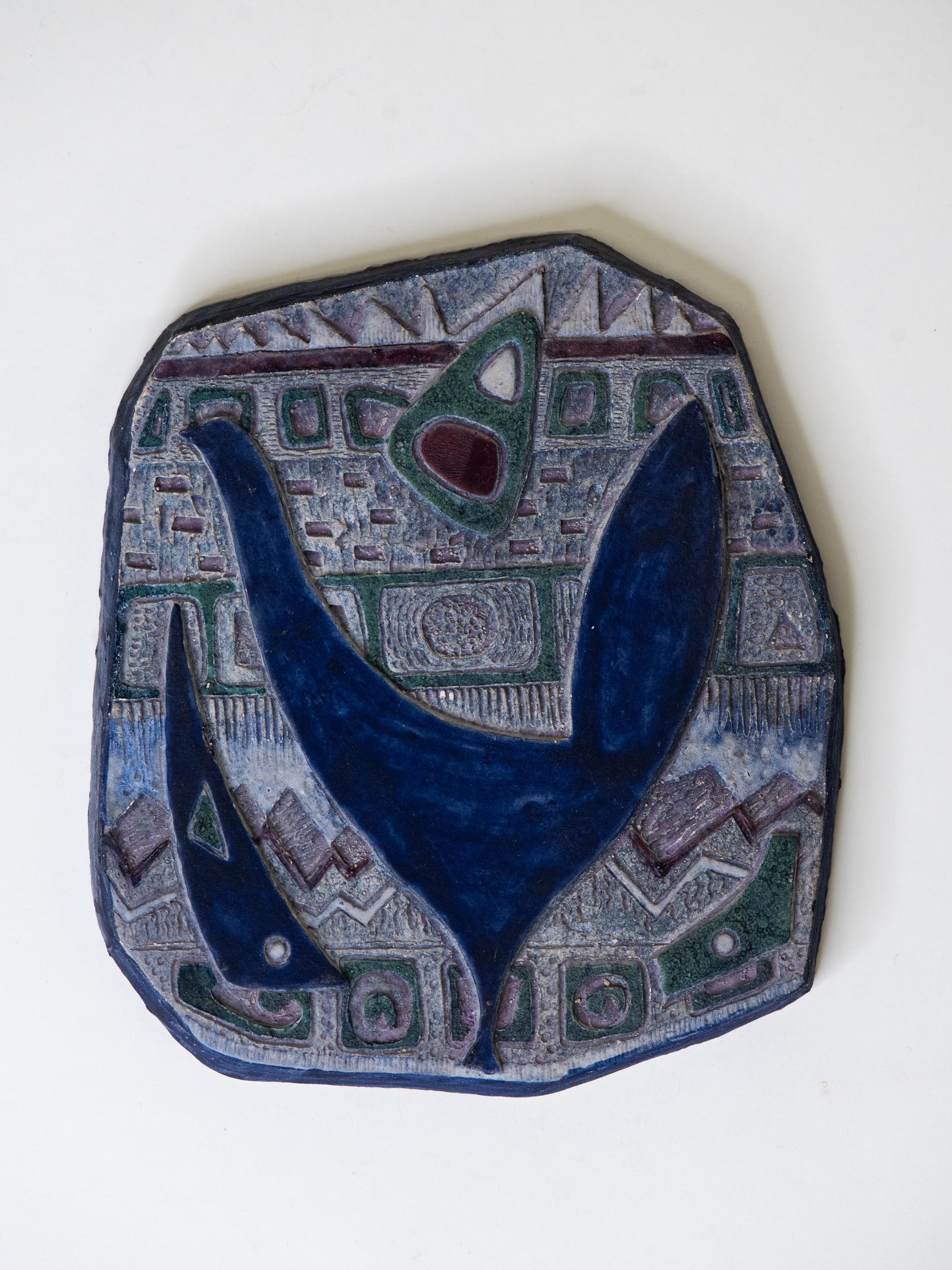 Suédois Relief expressif en céramique d'Eva Hellbom, Suède, années 1970 en vente