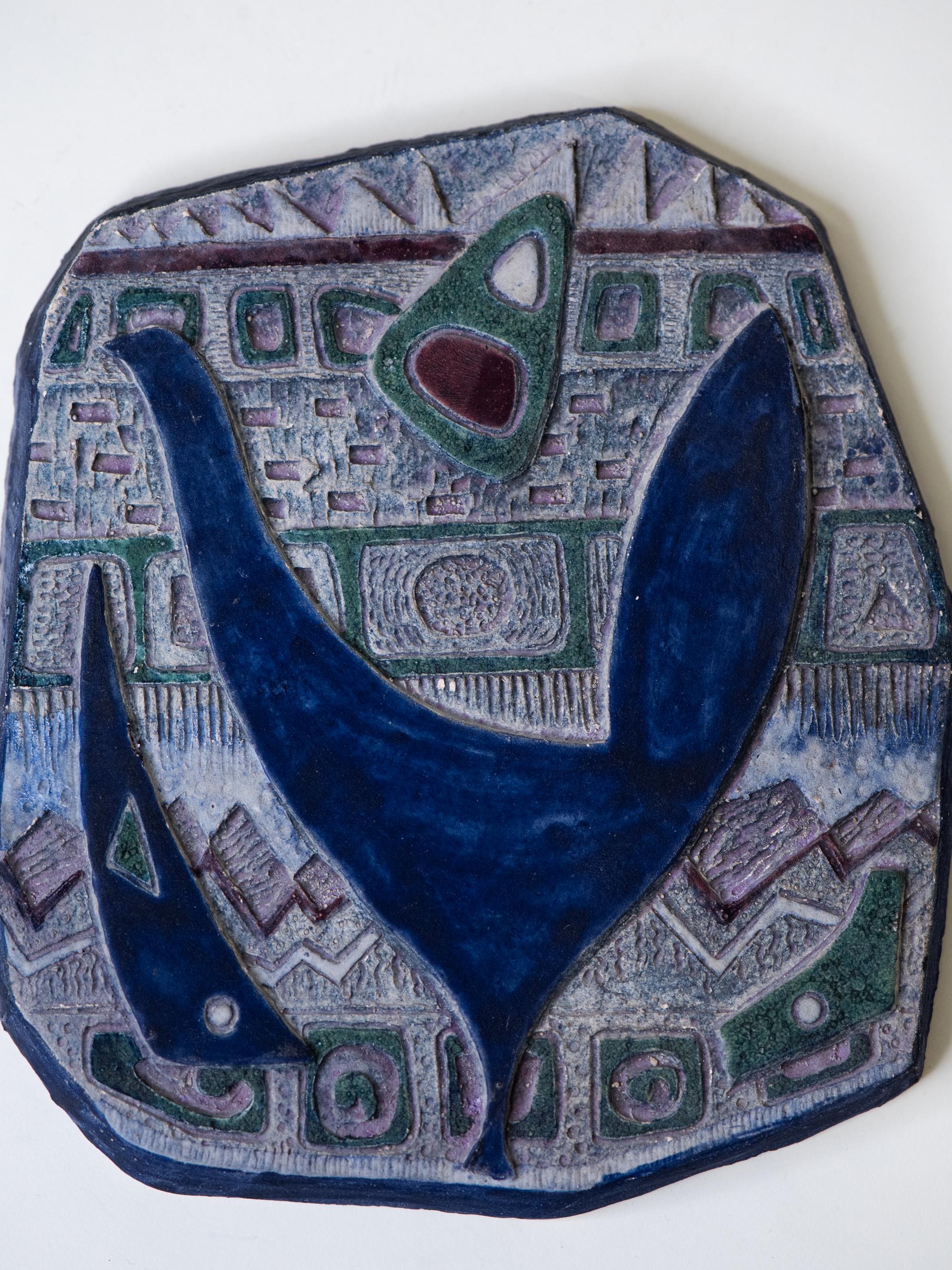 Relief expressif en céramique d'Eva Hellbom, Suède, années 1970 Bon état - En vente à Karis, Nyland