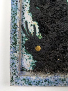 Expressive Chamotte Ceramic Wall Plaque by Ceramicist M. Kiss, 1970s