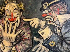 Mid-Century Modern Clown Painting, USA, 1950, Unknown Artist