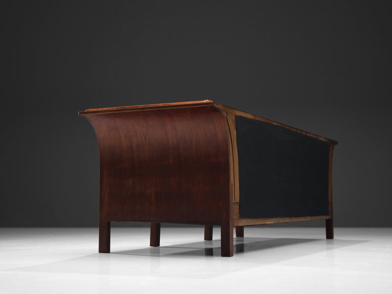 Mid-20th Century Frits Henningsen Sofa in Teak and Cognac Leather For Sale