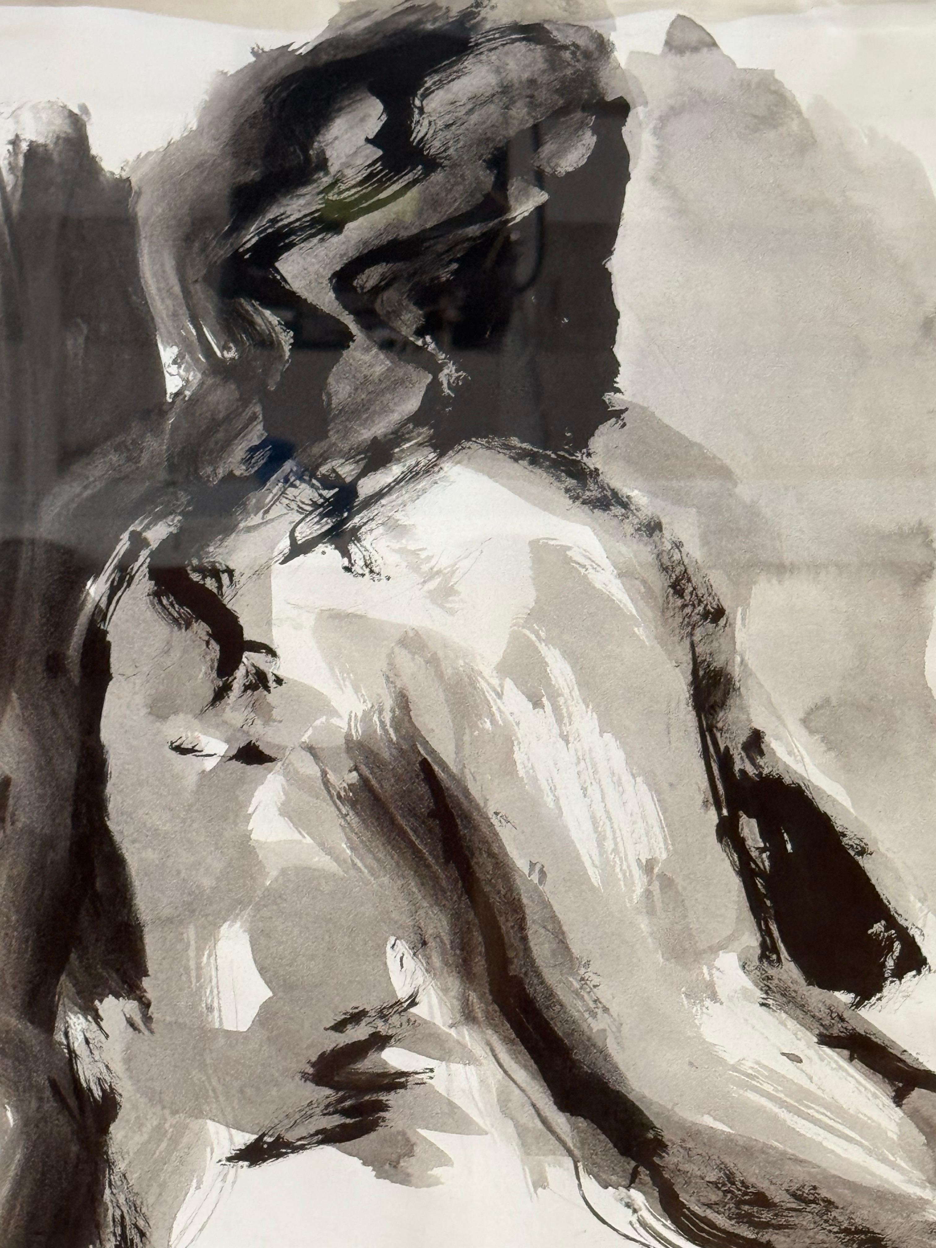 Expressive Monochromatic Ink Figure Study by William Delucchi, Signed and Dated

Dimensions: 24.5