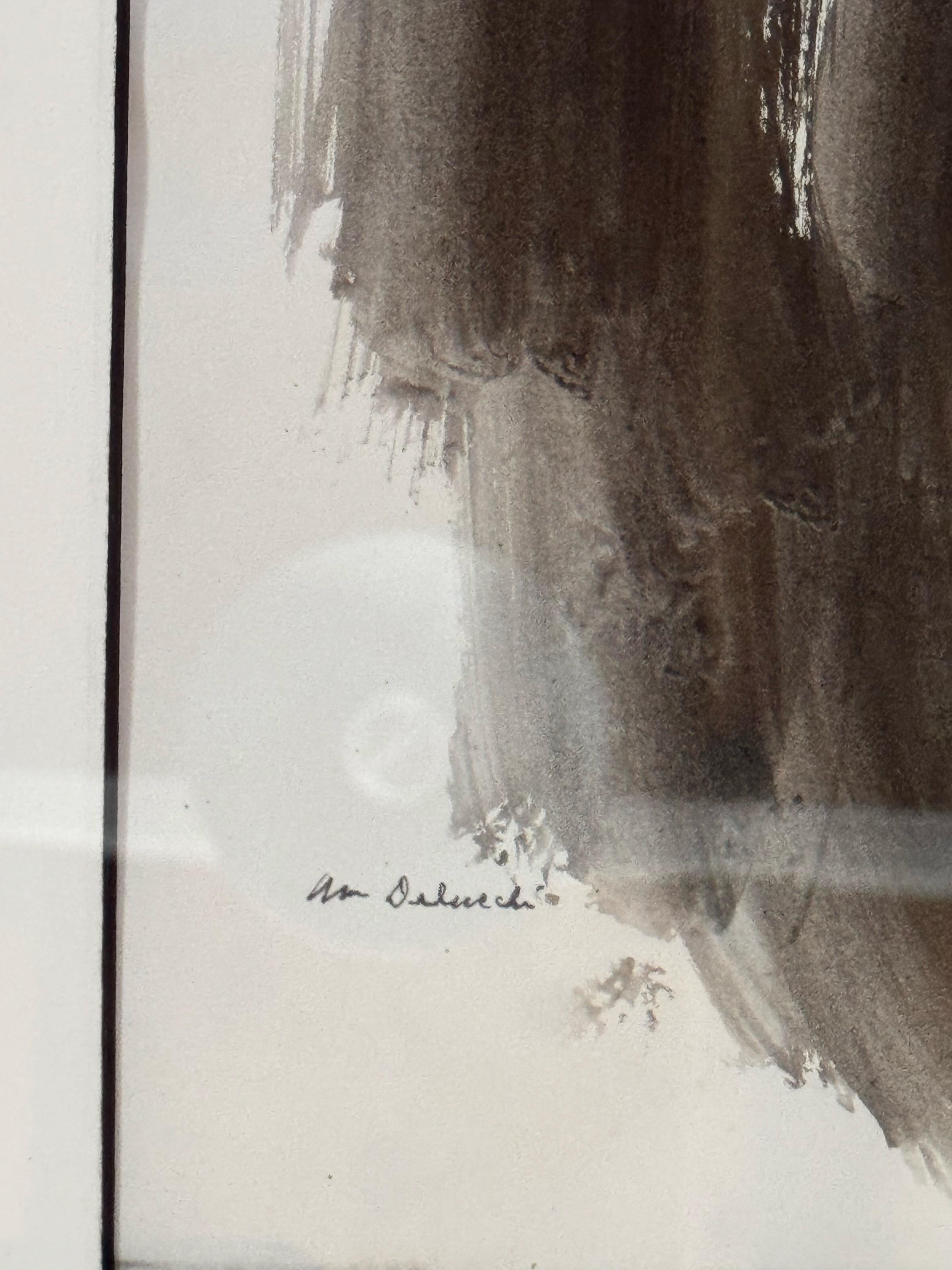 Expressive Monochromatic Nude Figure Study by William Delucchi, Signed and Dated For Sale 2