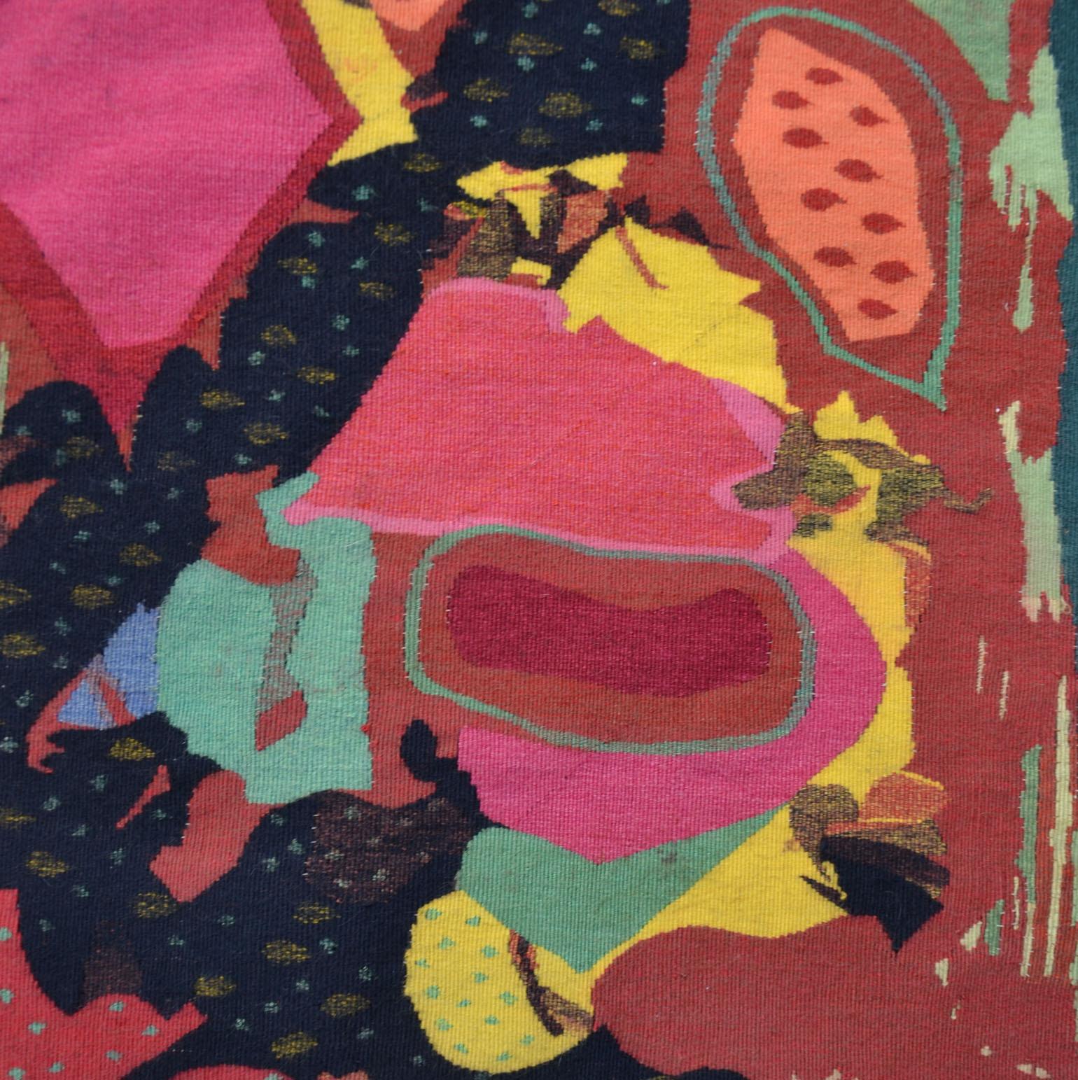 Expressionistischer, mehrfarbiger, handgewebter Wandteppich, Niederländisch 1961 (Moderne der Mitte des Jahrhunderts)