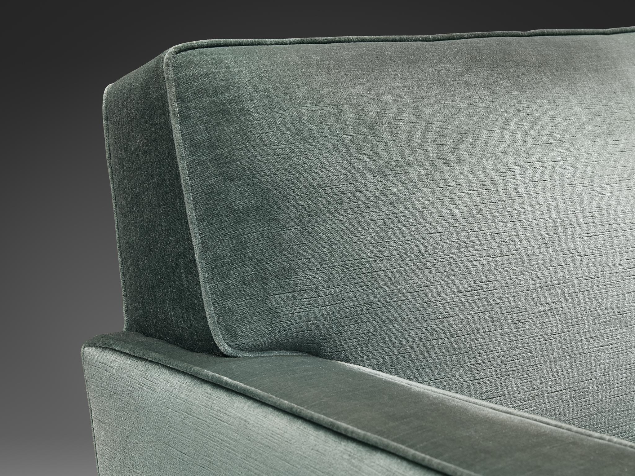 Expressive Pair of Italian Lounge Chairs in Velvet Mint Upholstery 3