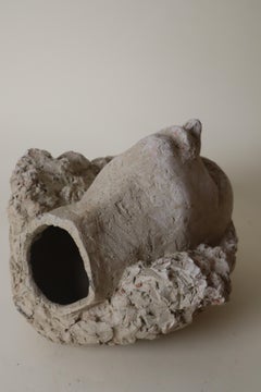 Expressive White Bust of a Man With Mustache And Long Hair