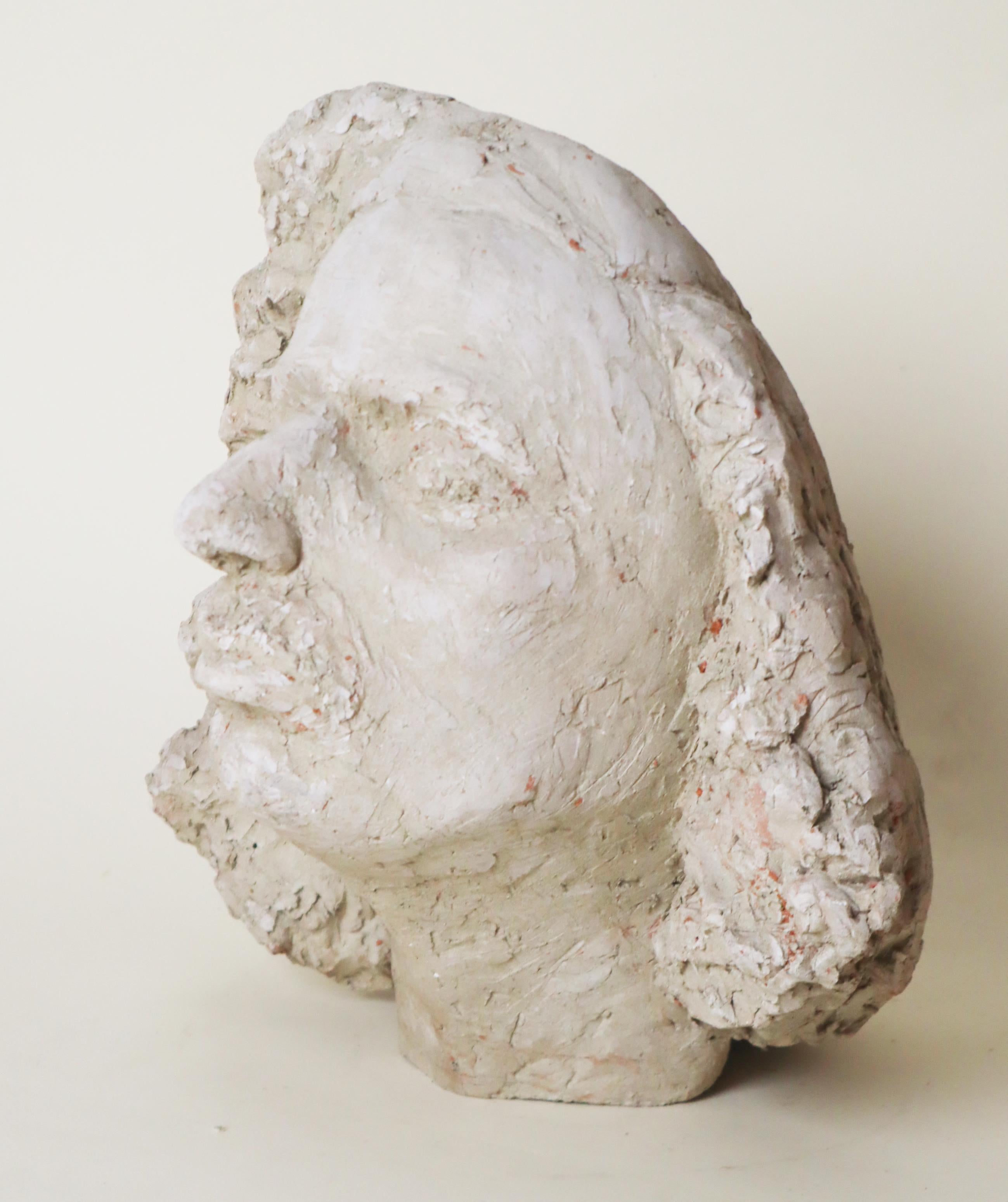 Tedesco Busto bianco espressivo di uomo con baffi e capelli lunghi in vendita