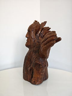 Escultura expresiva de madera del modernismo yugoslavo, tallada a mano, 1969