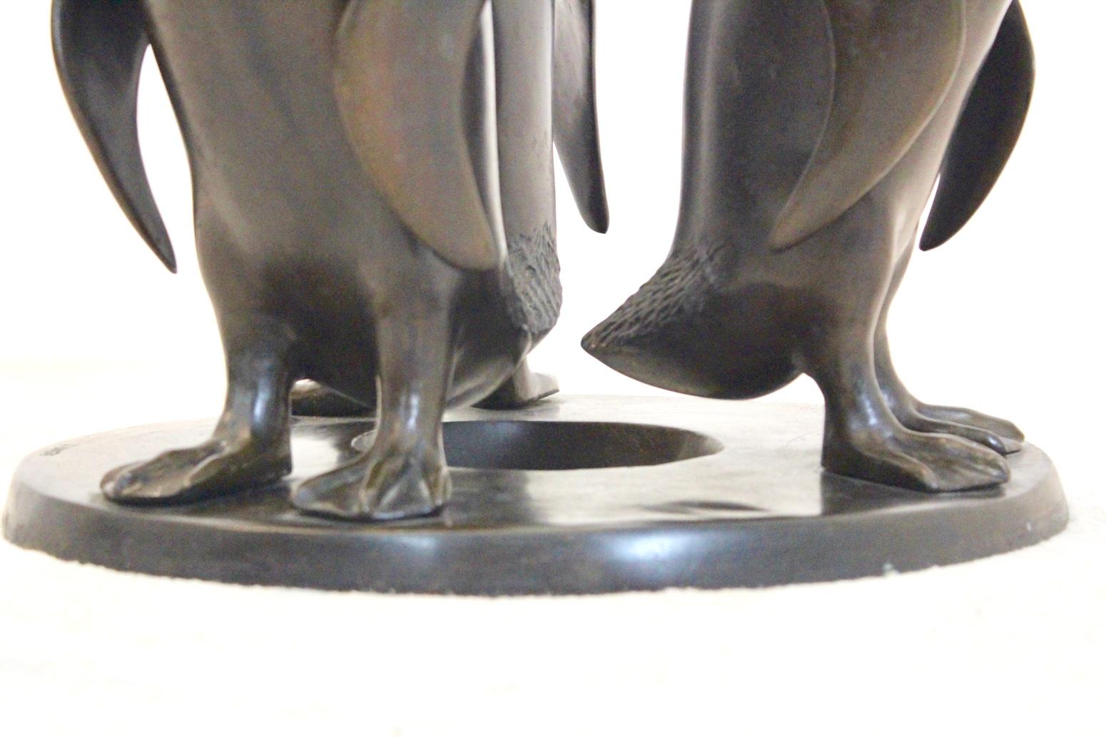 French Exquisit Sculptural Bronze Penguin Coffee Table by J. Daste