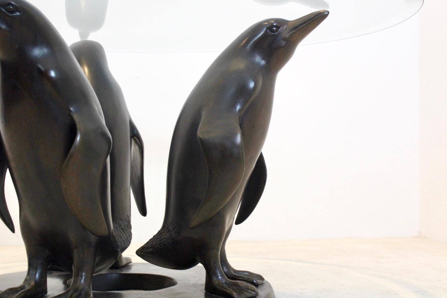 Exquisit Sculptural Bronze Penguin Coffee Table by J. Daste 1