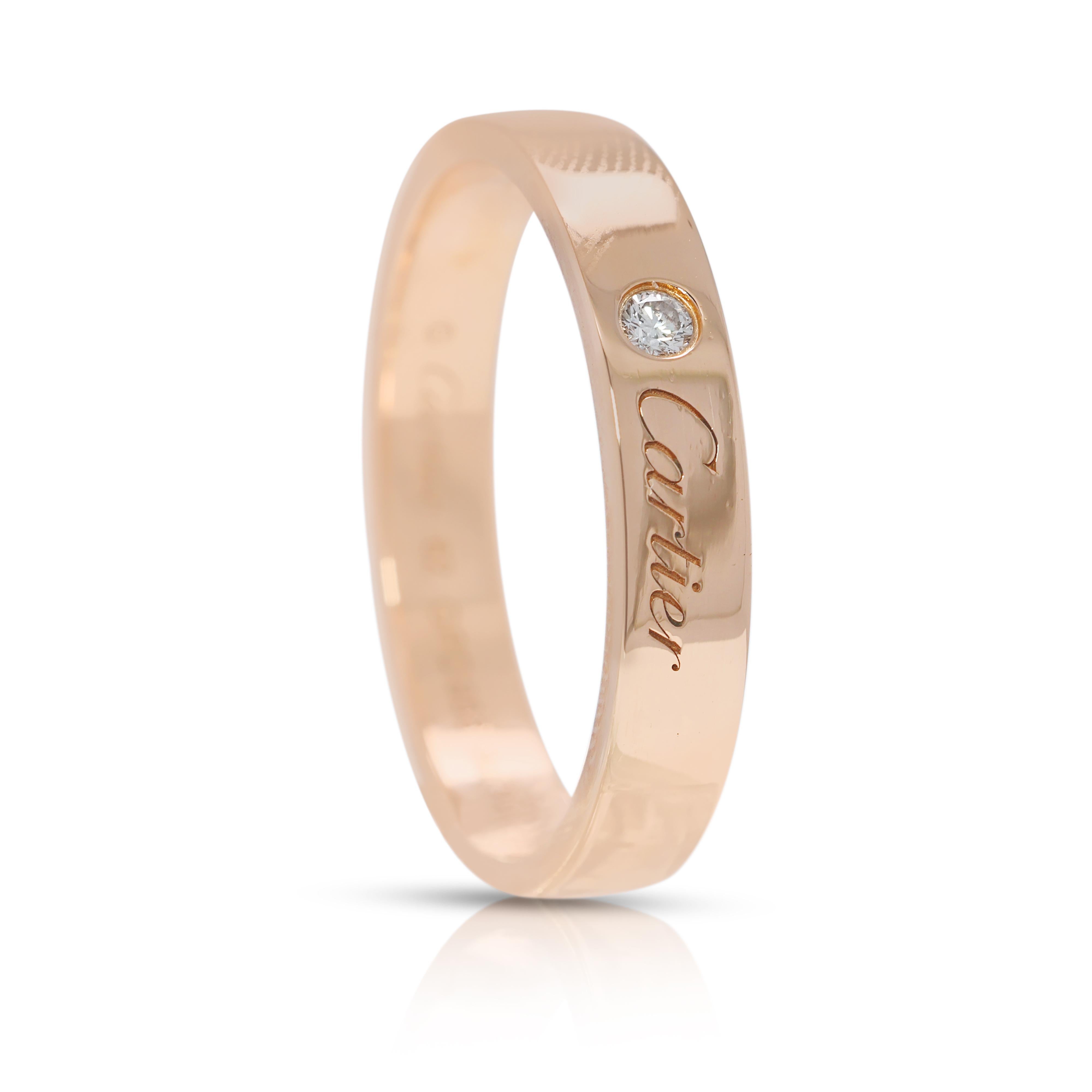 Exquisite 0.03ct Natural Diamond Cartier 18K Rose Gold Band Ring For Sale 1