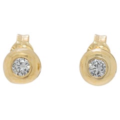 Boucles d'oreilles exquises en or jaune 18 carats et diamant naturel de 0,10 carats