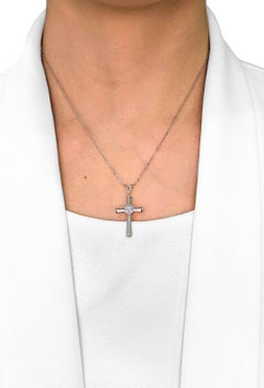 Exquisite 0.18ct Natural Diamond Cross Pendant in 18k White Gold