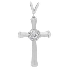 Exquisite 0.18ct Natural Diamond Cross Pendant in 18k White Gold