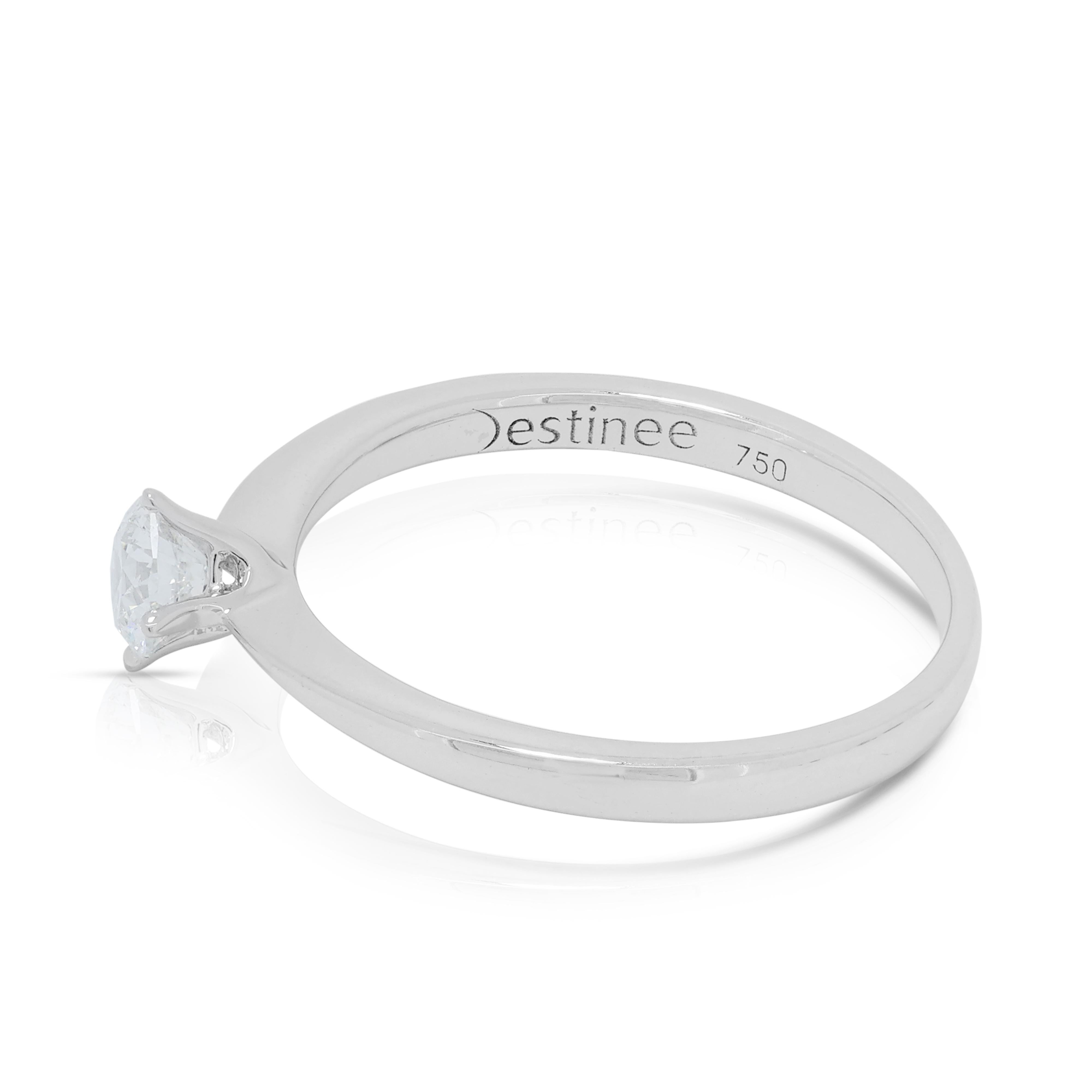 Exquisito Anillo Solitario de Diamantes de 0,24 quilates en Oro Blanco de 18 quilates Corte redondo en venta