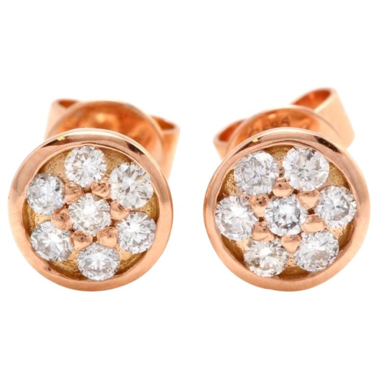Exquisitos Pendientes de Diamante Natural de 0,25 Quilates y Oro Rosa Macizo de 14 Kilates