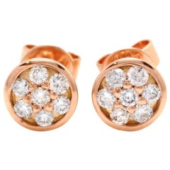 Boucles d'oreilles exquises en or rose massif 14 carats avec diamants naturels de 0,25 carat
