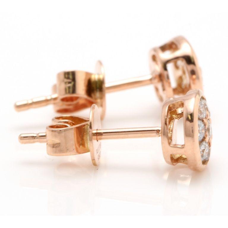 Rose Cut Exquisite 0.25 Carat Natural Diamond 14 Karat Solid Rose Gold Earrings For Sale