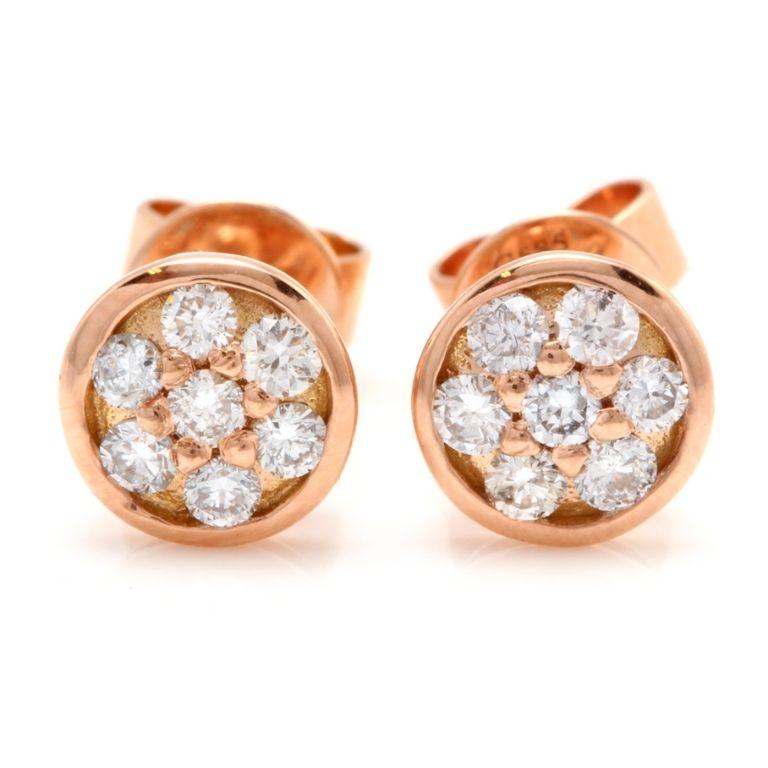Exquisite 0.25 Carat Natural Diamond 14 Karat Solid Rose Gold Earrings In New Condition For Sale In Los Angeles, CA
