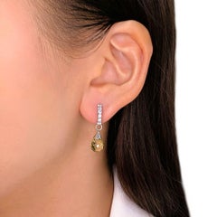 Exquisite 0.30ct Quartz and Natural Diamond Drop Earrings in 18K White Gold