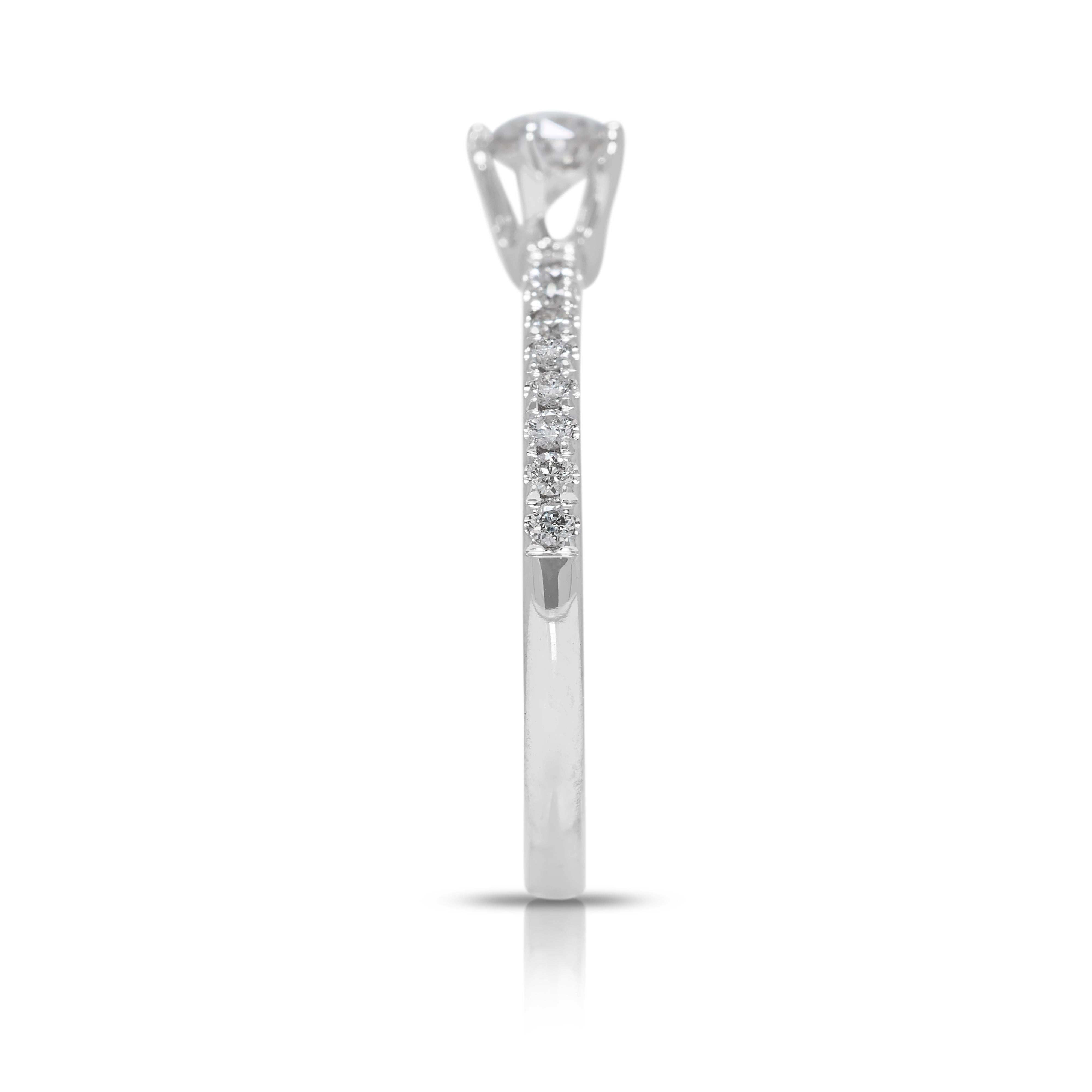 Women's Exquisite 0.32ct Natural Diamond Pave Ring in 14K White Gold For Sale