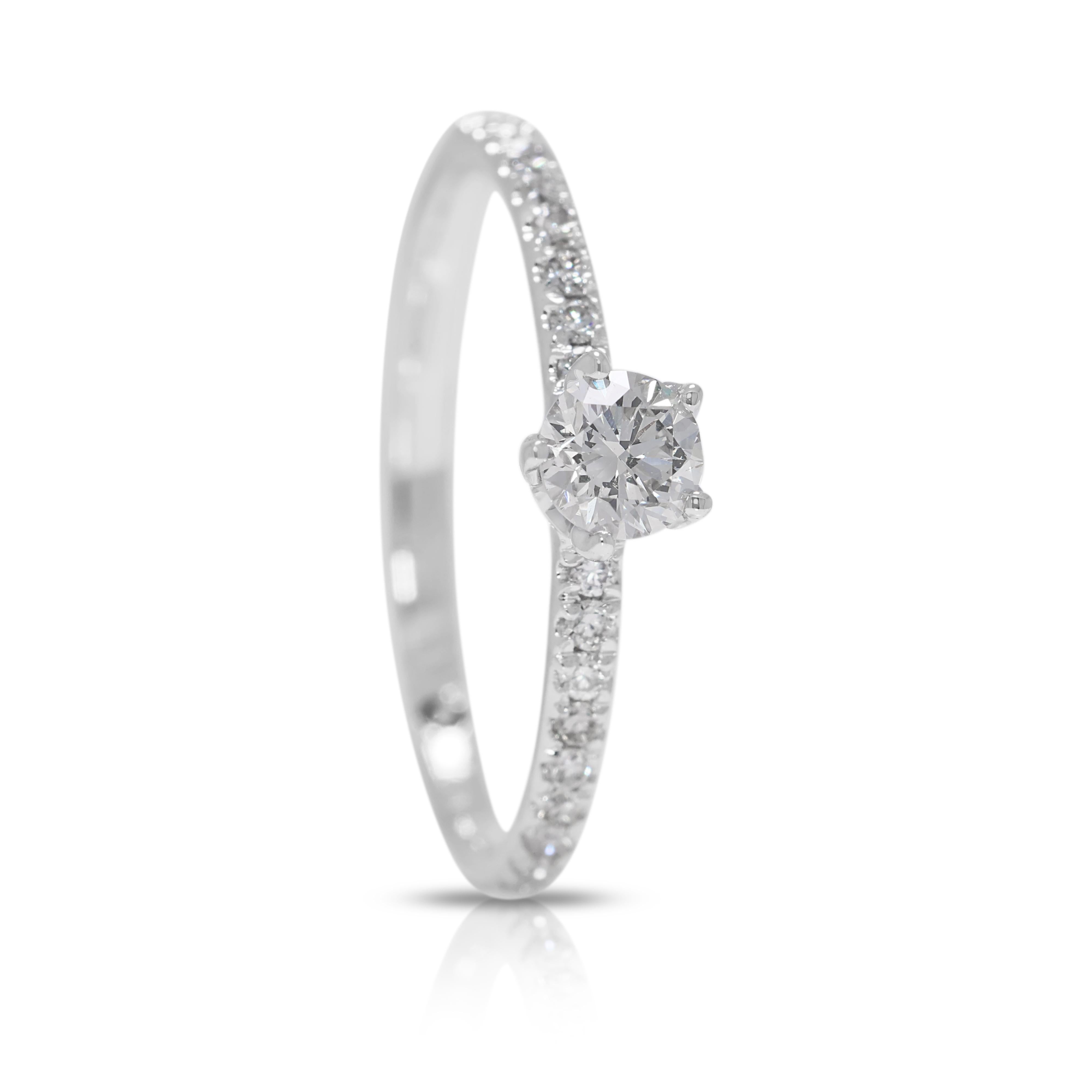 Exquisite 0.32ct Natural Diamond Pave Ring in 14K White Gold For Sale 1
