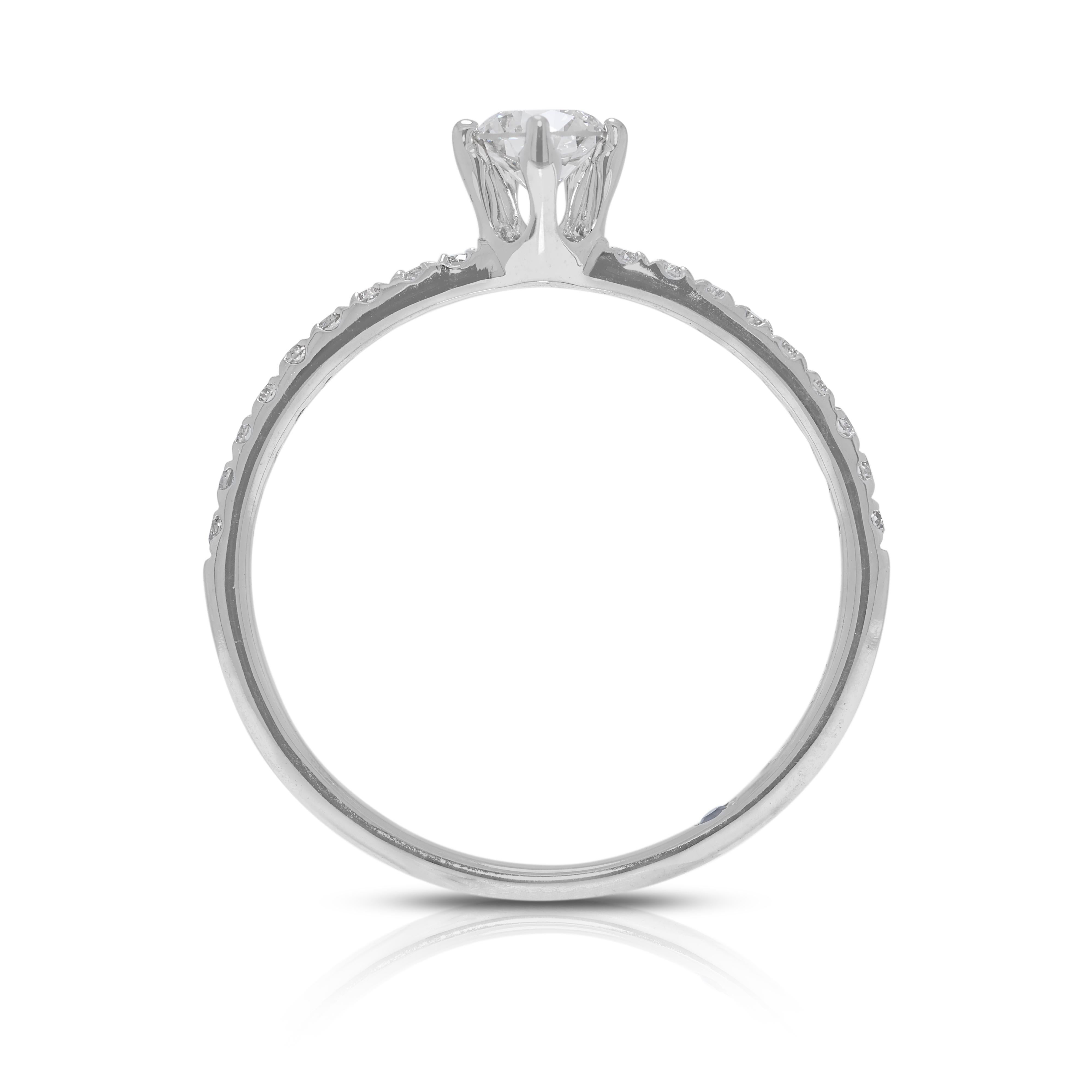 Exquisite 0.32ct Natural Diamond Pave Ring in 14K White Gold For Sale 2