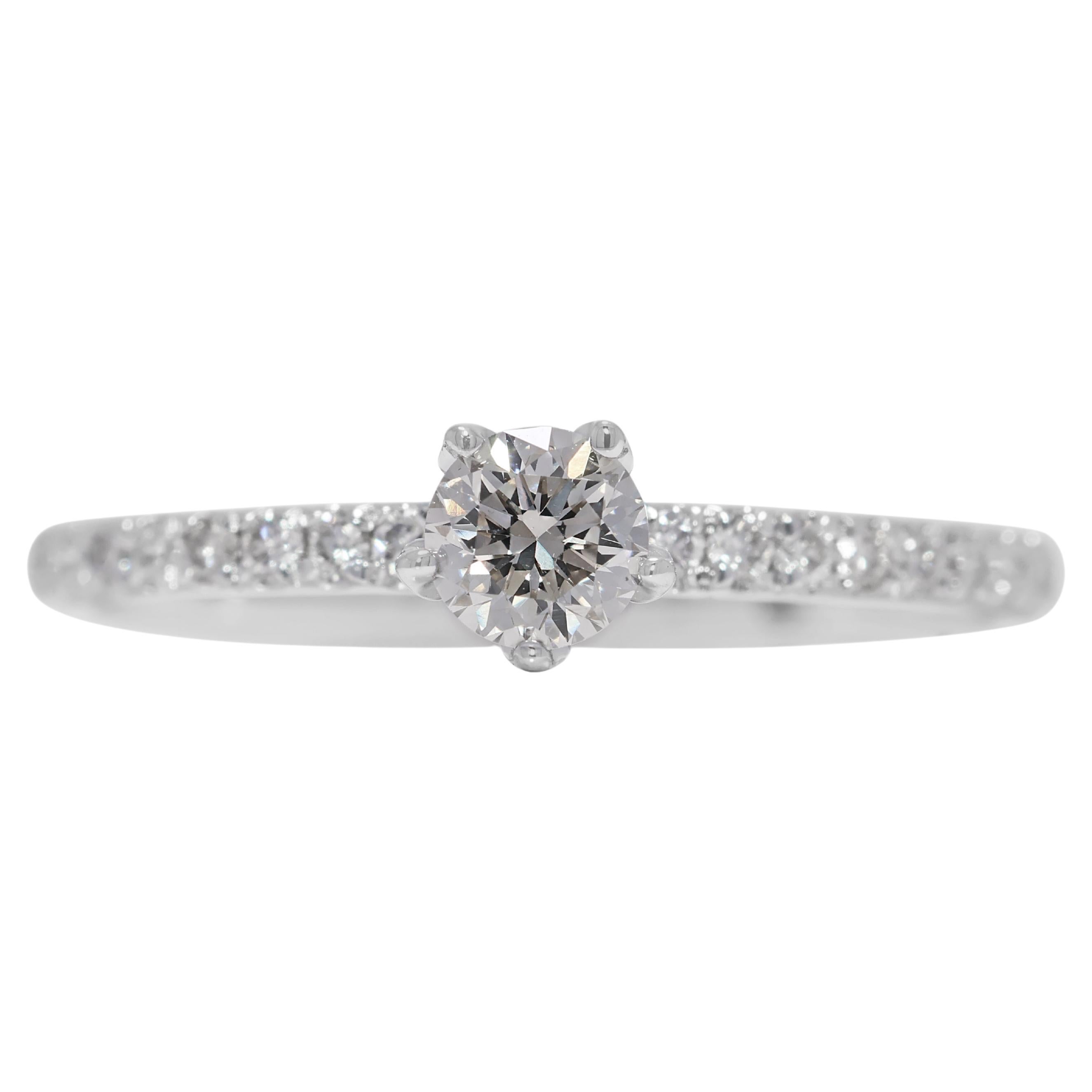 Exquisite 0.32ct Natural Diamond Pave Ring in 14K White Gold For Sale