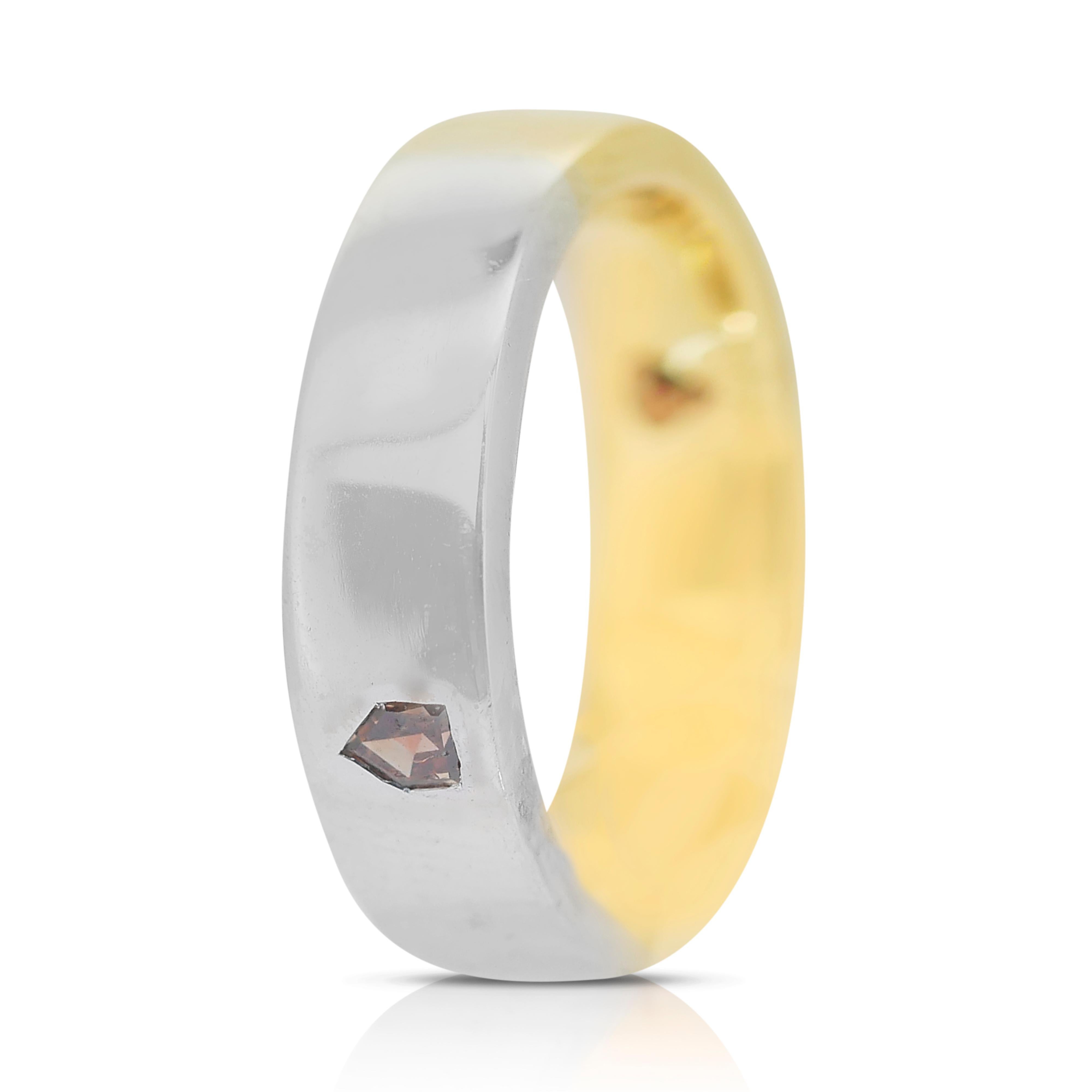 Exquisite 0.35ct Diamonds Band Ring in 18k Yellow Gold and White Gold 1