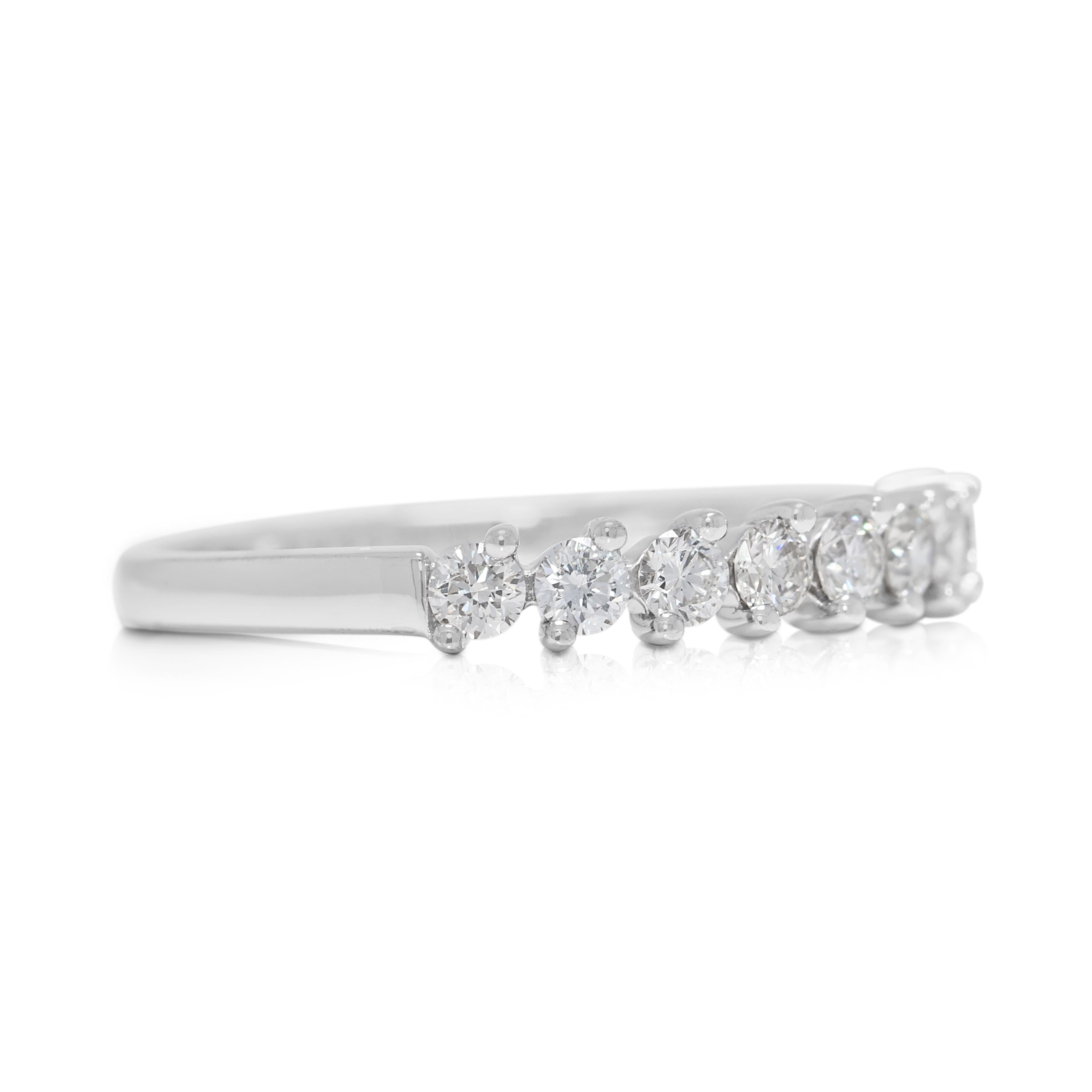 Round Cut Exquisite 0.36ct Natural Diamond 14K White Gold Ring by Gold Heart For Sale