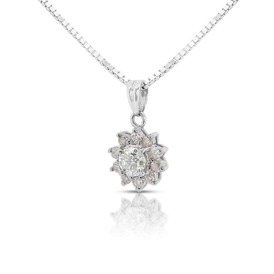 Round Cut Exquisite 0.40ct Diamonds Pendant in 18K White Gold - (Chain Not Included) For Sale