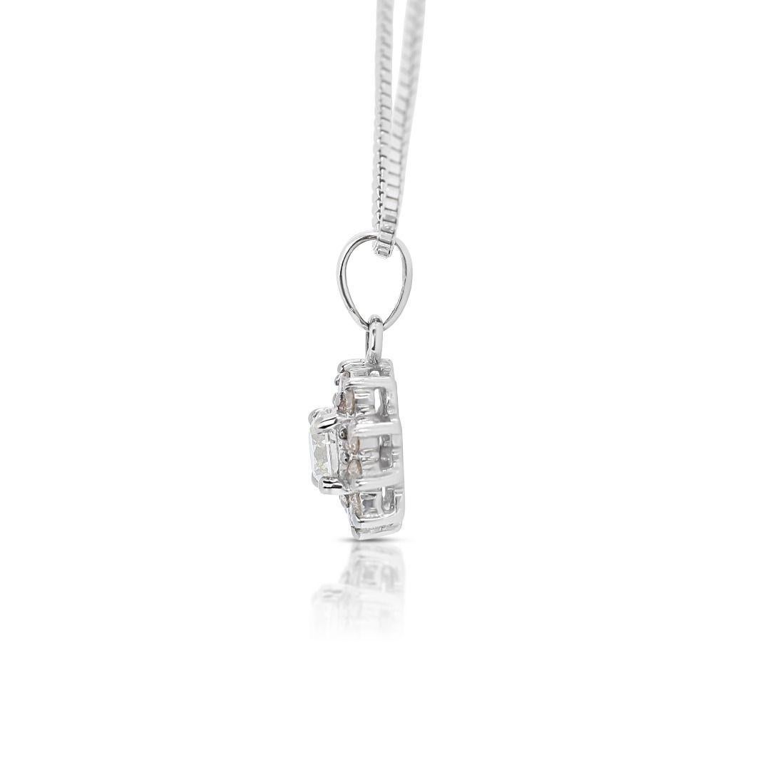 Exquisite 0.40ct Diamonds Pendant in 18K White Gold - (Chain Not Included) In Excellent Condition For Sale In רמת גן, IL
