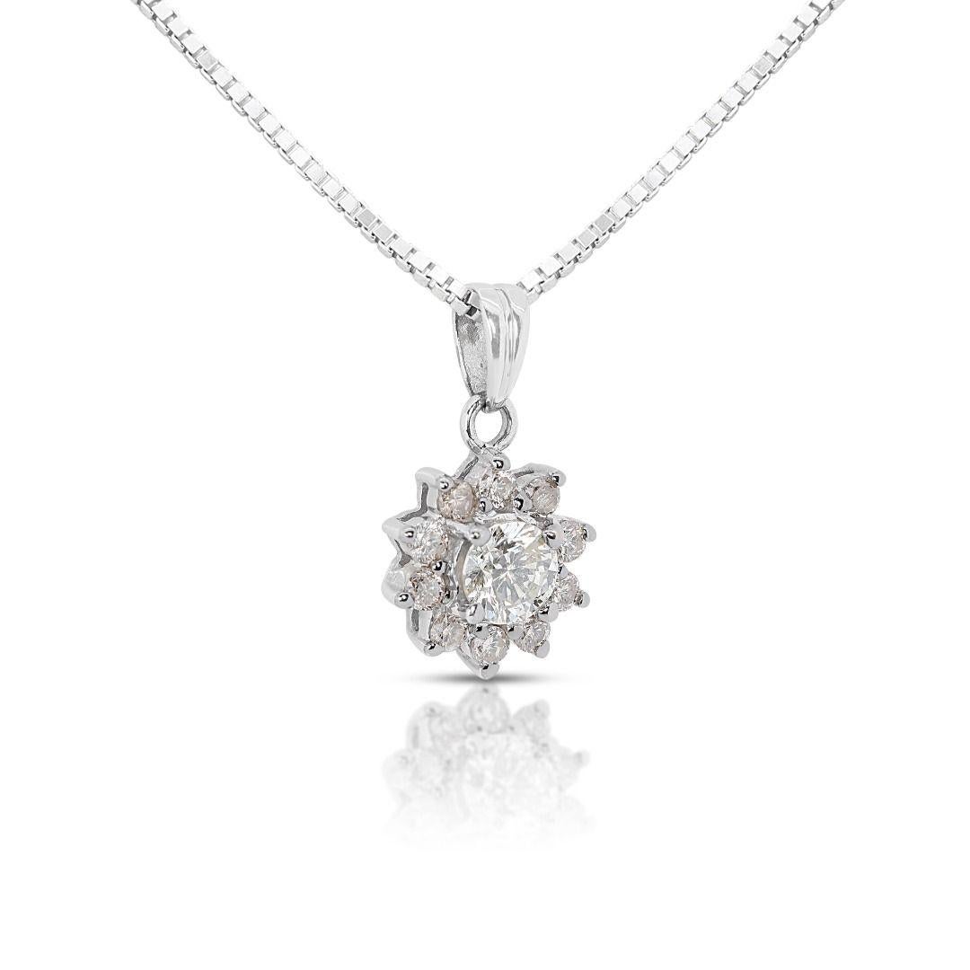 Women's Exquisite 0.40ct Diamonds Pendant in 18K White Gold - (Chain Not Included) For Sale