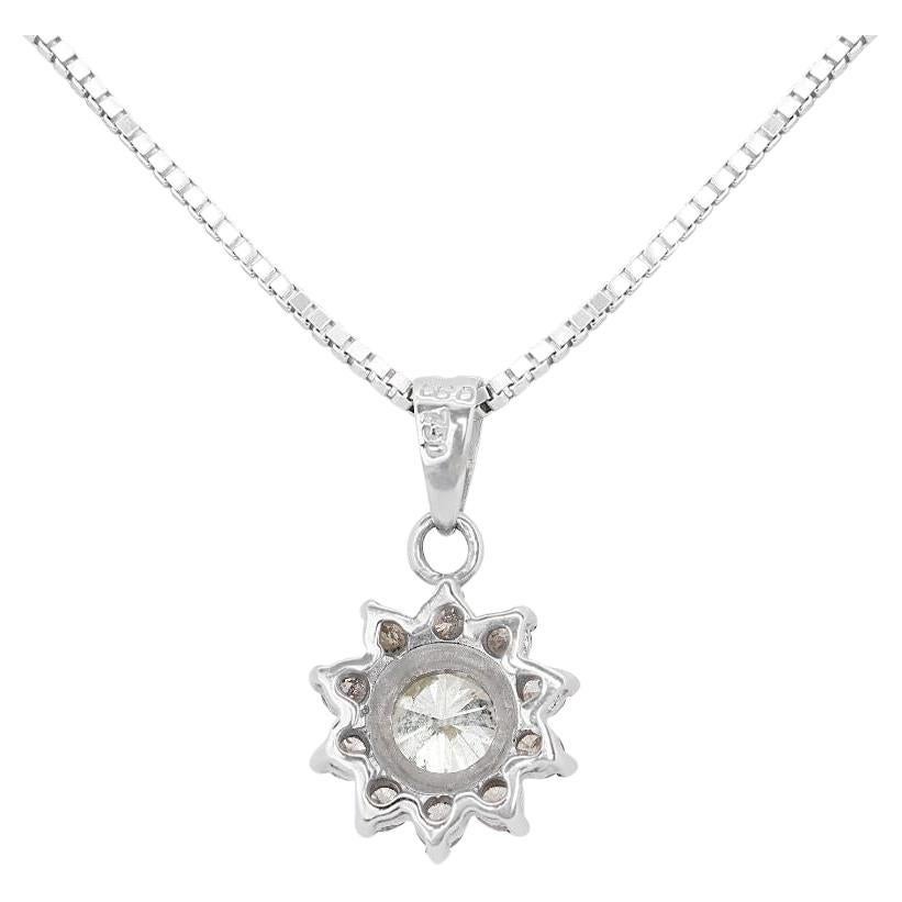Exquisite 0.40ct Diamonds Pendant in 18K White Gold - (Chain Not Included) For Sale 1