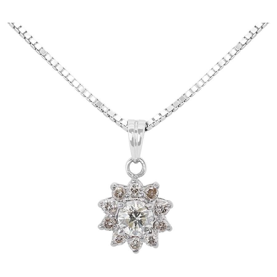 Exquisite 0.40ct Diamonds Pendant in 18K White Gold - (Chain Not Included)