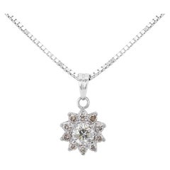 Magnifique pendentif en or blanc 18 carats avec diamants de 0,40 carat - (chaîne non incluse)