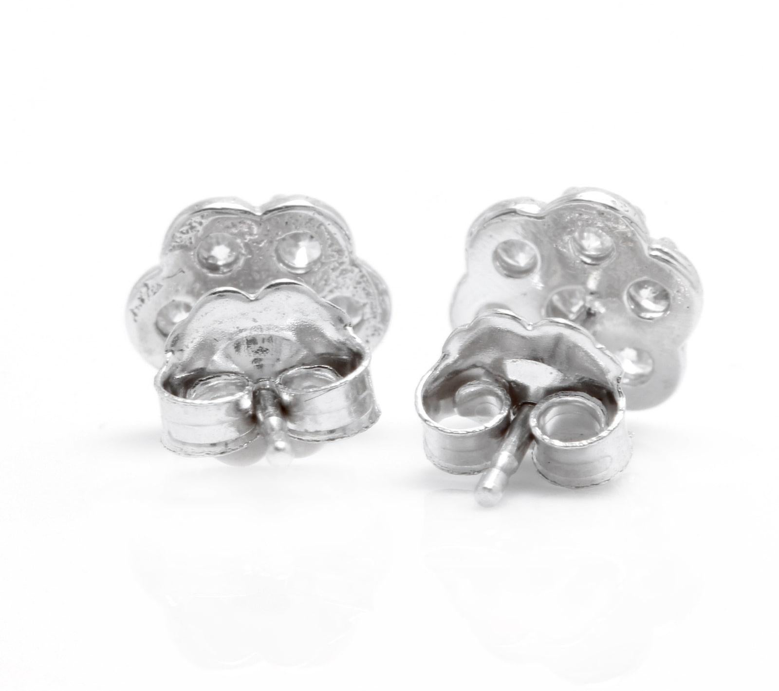 Round Cut Exquisite 0.45 Carat Natural Diamond 14 Karat Solid White Gold Stud Earrings For Sale